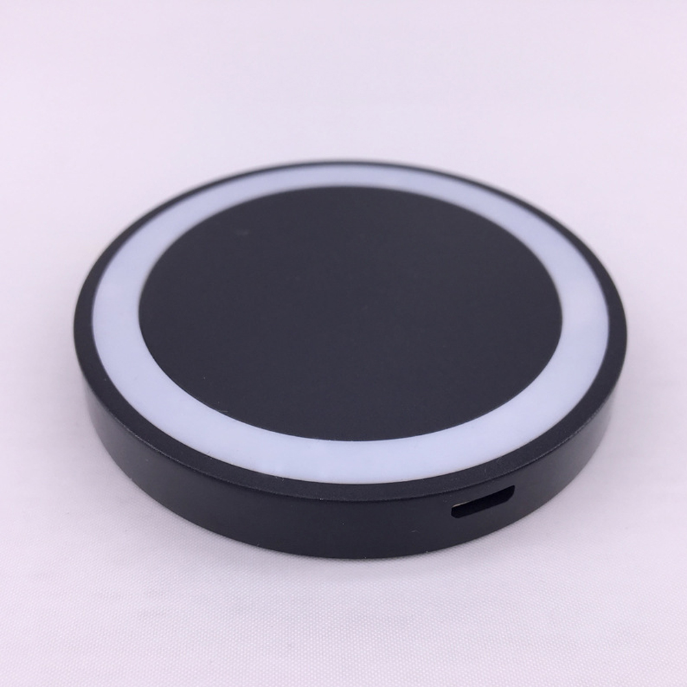 Universal Small Thin Round Wireless Charger For QI Standard Mobiles Wireless Charging Black and white