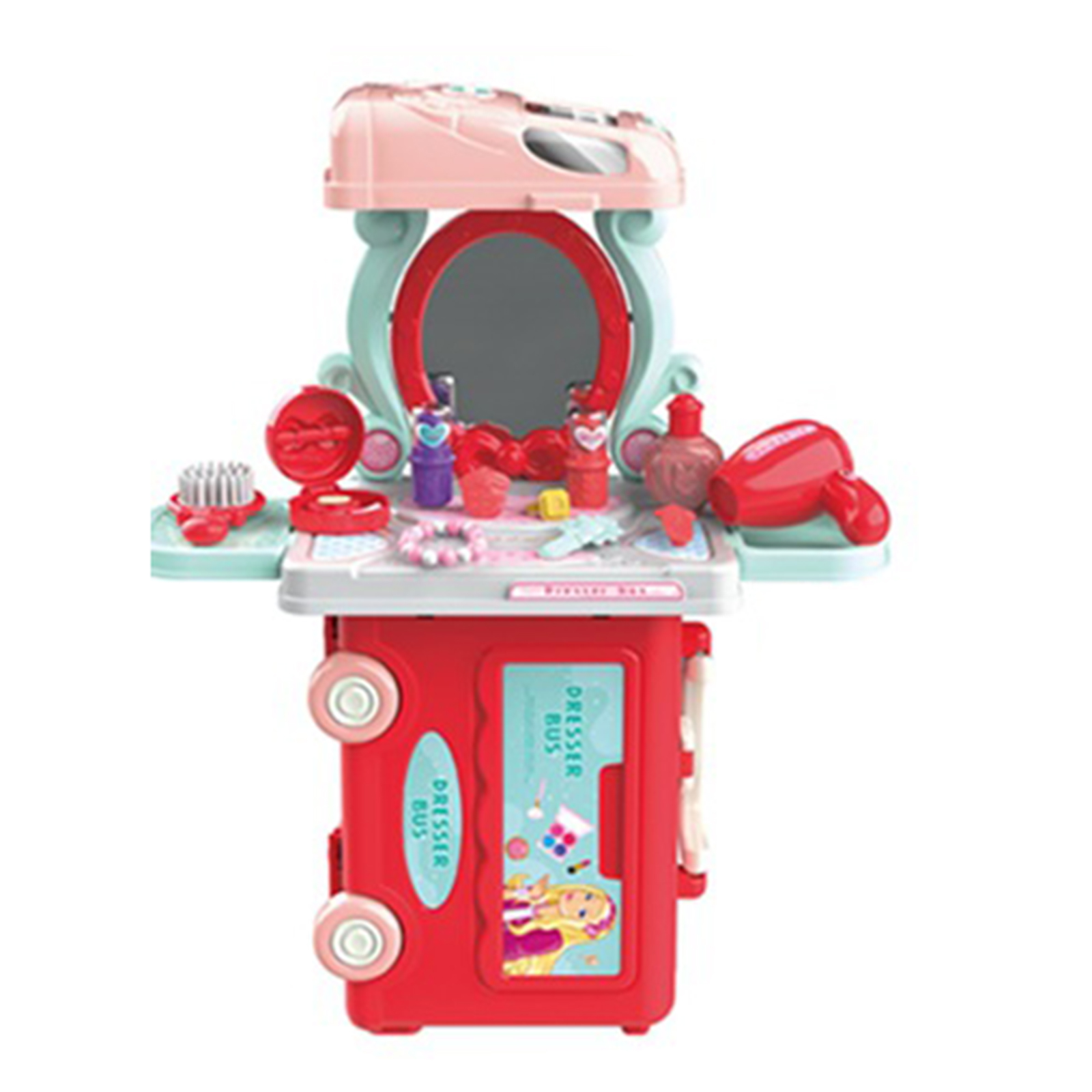 3-in-1 Children Bus Pretend Play Playset Simulation Doctor Kitchen Supermarket Makeup Kit Educational Toy
