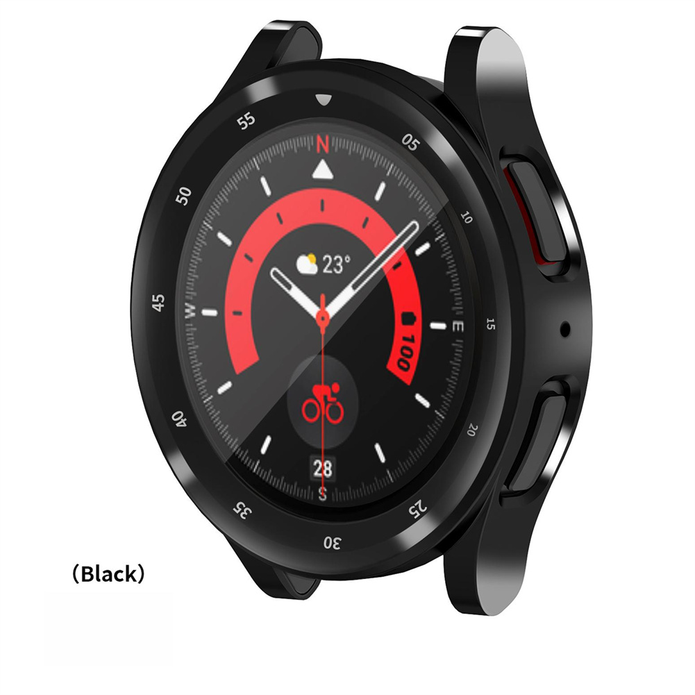 Watch Case Lightweight Protector Cover Compatible For Samsung Watch5 Pro 45mm Bumper Shell With Scale black