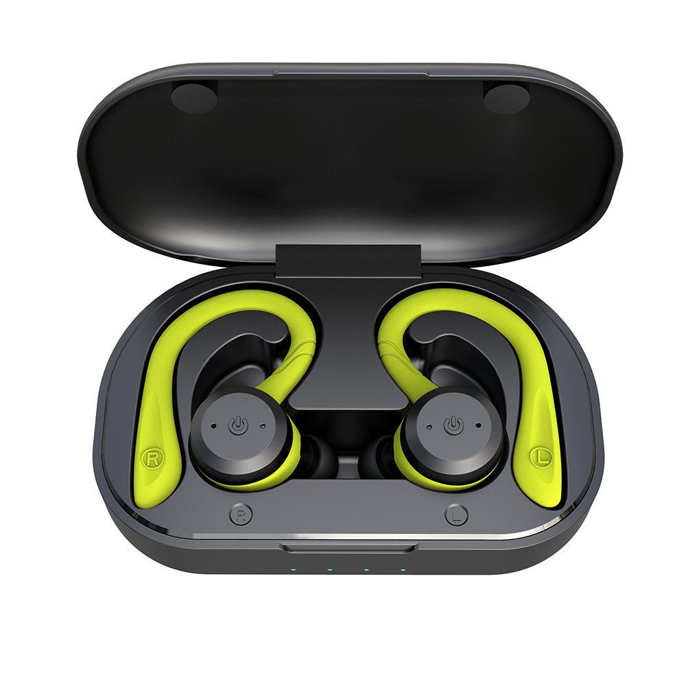 Noise Reduction Bluetooth-compatible Headset Comfortable Ergonomic Design Wireless In-ear Ear Hooks High-power Sports Headphones fluorescent green