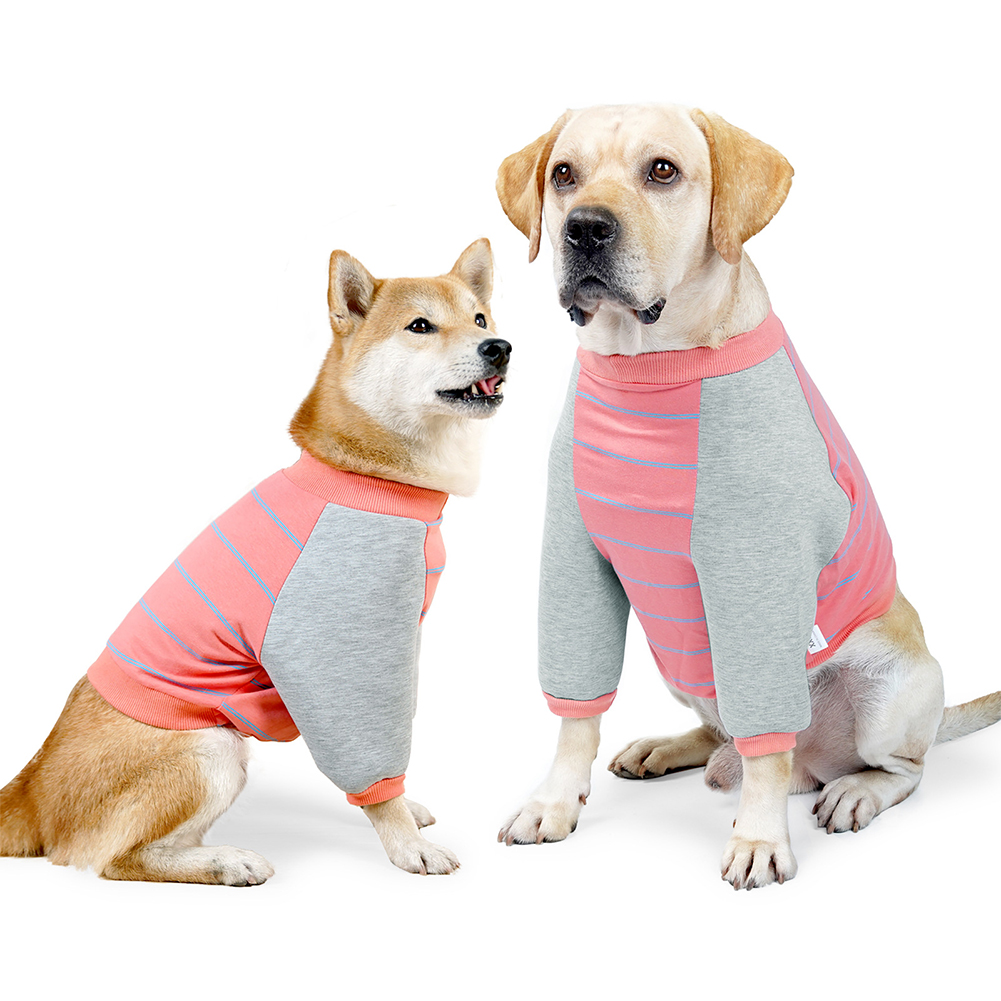 Dog Shirt Pullover Full Belly Coverage Anti-hair Loss Sunscreen Striped Cotton Shirt For Medium Large Dog orange stripes M