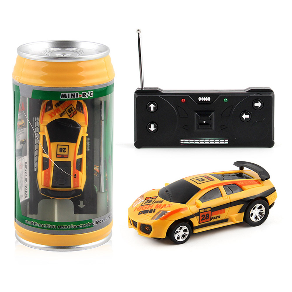 Mini Cans Remote Control Car With Light Effect Electric Racing Car Model Toys For Children Birthday Gifts yellow