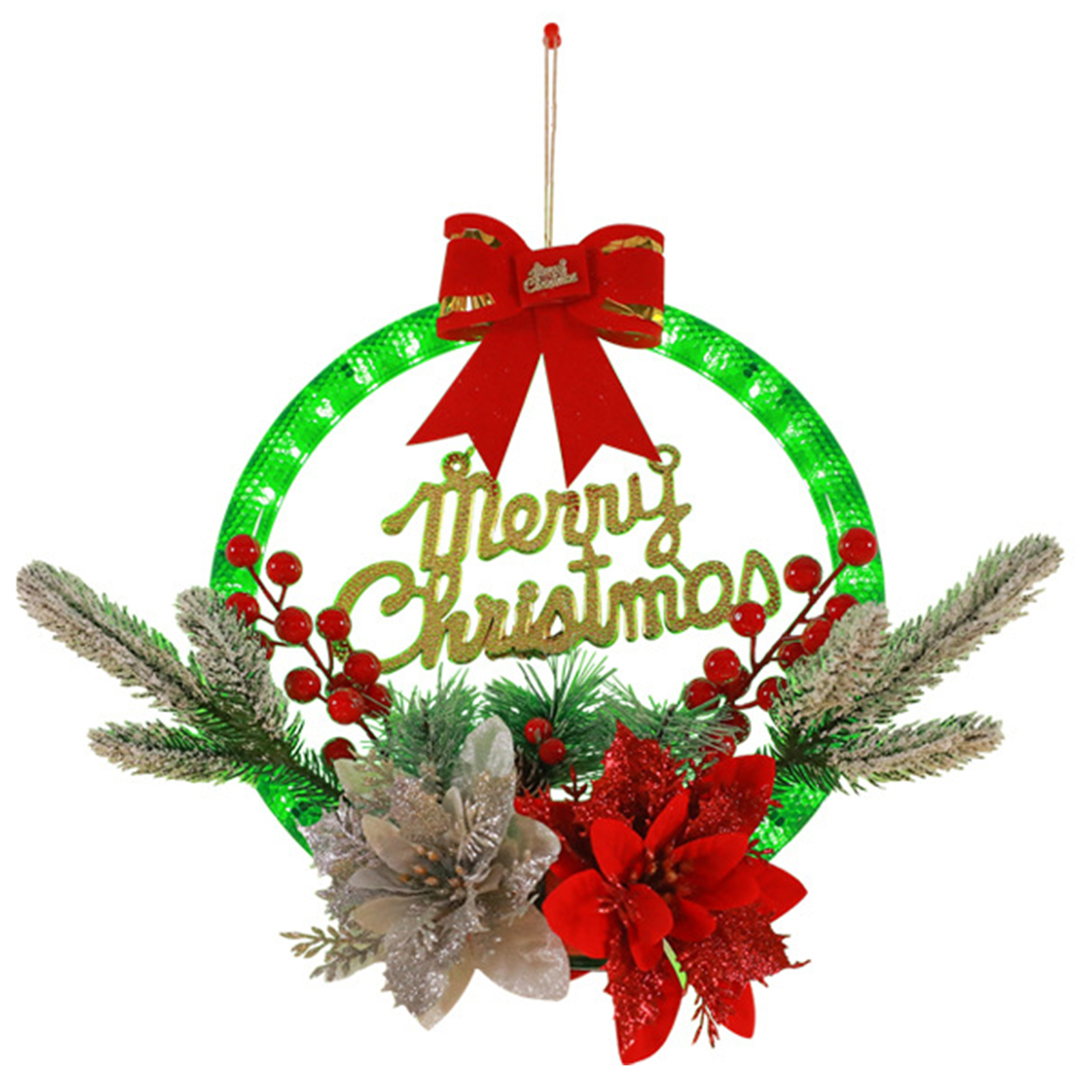 Christmas Luminous Garland With Night Light Door Hanging Rattan For Front Door Wall Window Farmhouse Decoration Christmas wreath 2