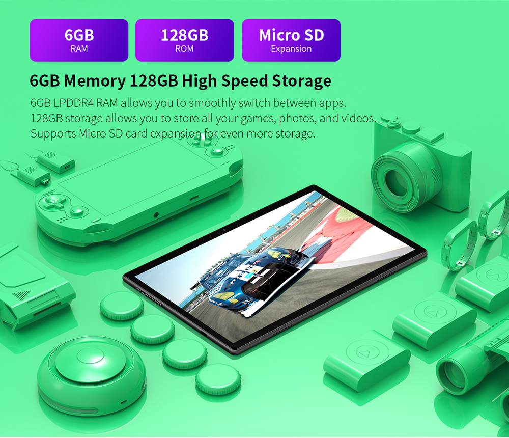 TECLAST M40 Android 10.0 Tablet - 10.1 inch,  Hafif, Bluetooth 5.0, 6GB RAM + 128GB ROM, SIM Kart Destekli