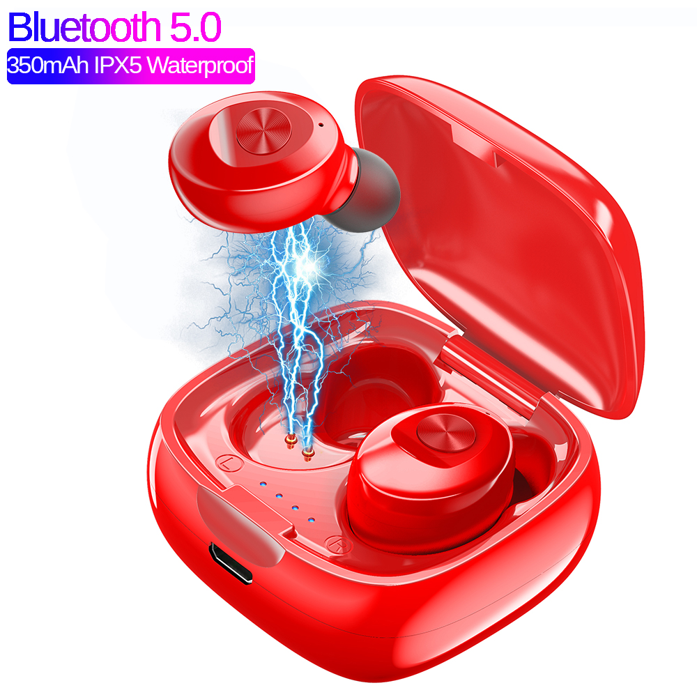 XG12 TWS Earphones Bluetooth5.0 Sports Headphones Wireless Connection Compatible for Cellphone Tablet Laptop  red