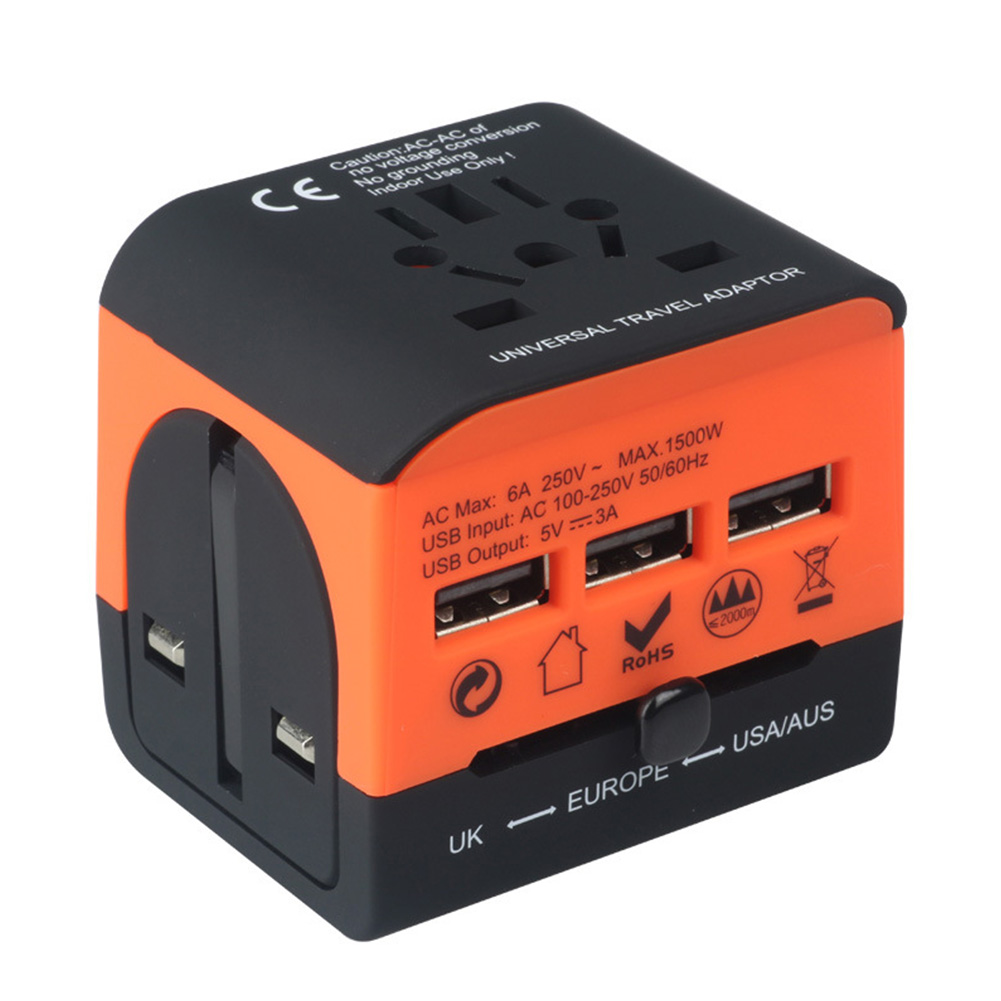 Universal Abroad Converter Charging Power Adapter British European Standard Portable Travel Socket Middle orange - multi-country travel outlet