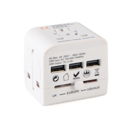 Universal Abroad Converter Charging Power Adapter British European Standard Portable Travel Socket White - multinational travel outlet