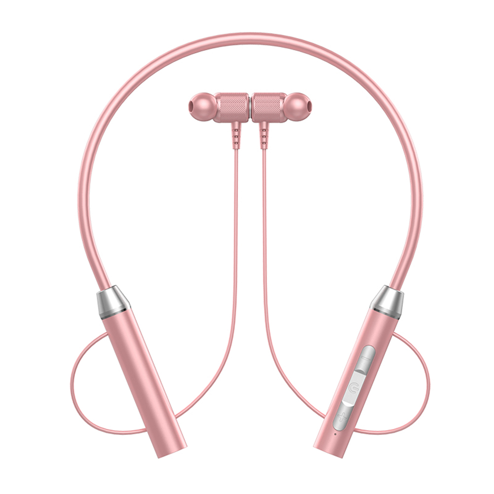 Wireless Neckband Headphones V5.2 Hifi Stereo Sports Neckband Headset Waterproof Earbuds For Outdoor Running 098 pink