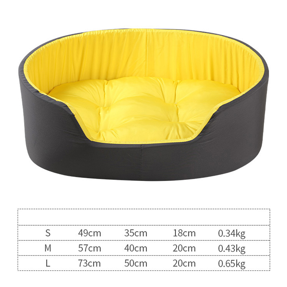 Pet Nest  Wrapped Two-color Washable 3D Spring Comfortable Cat and Dog Kennel with Mat Black yellow nest_L (73cm*50cm)