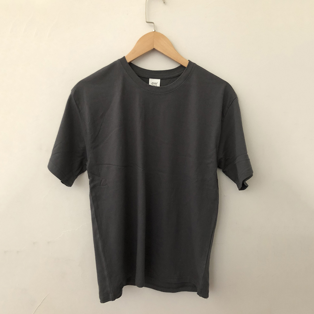 2pcs Men Short Sleeves Sports T-shirt Fashion Simple Solid Color Round Neck Casual Loose Pullover Tops grey S
