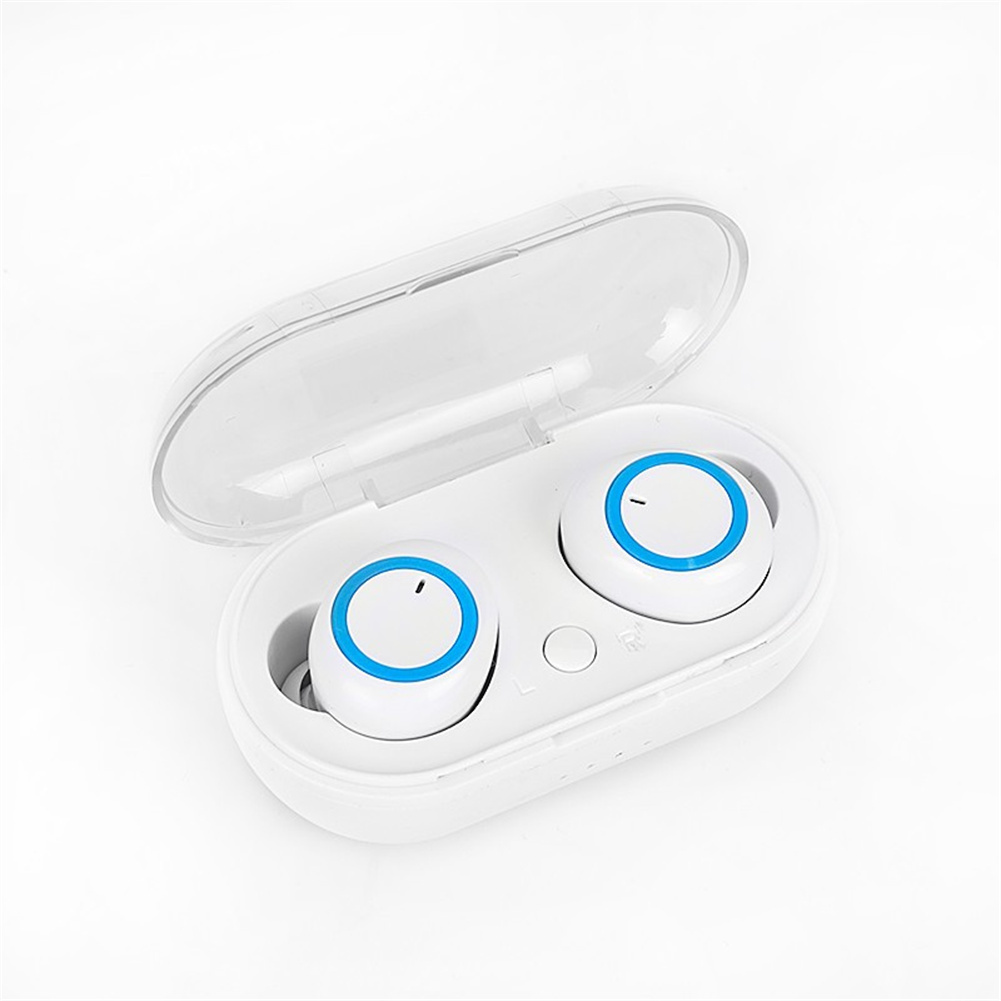 Y50 Bluetooth-compatible 5.0 Tws Wireless Earphone Mini Portable Sport Headset With Charging Box (bag) White Blue