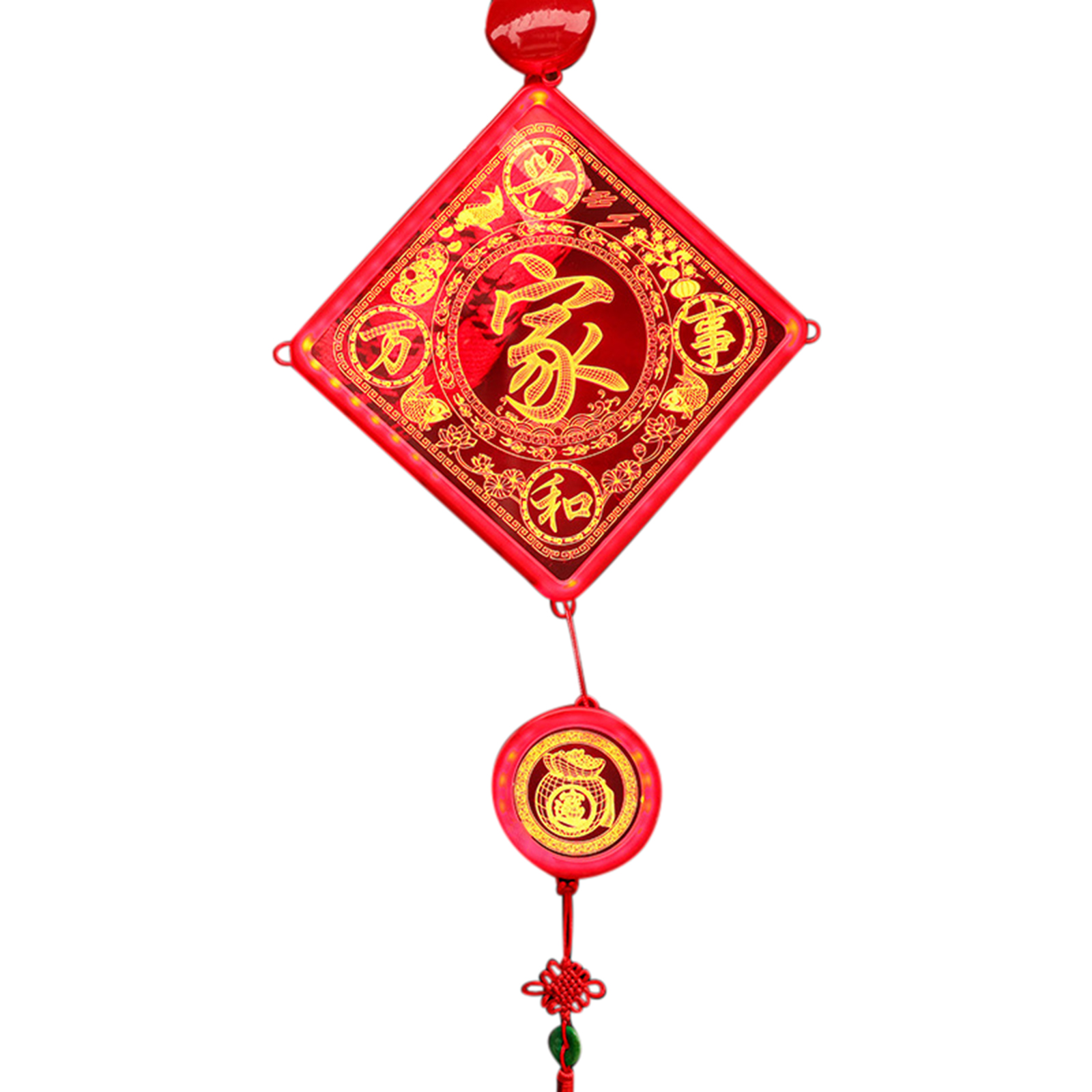 Chinese New Year Hanging LED Lights Battery Version Hanging Ornament Lunar Year Red Pendants With Red Lantern Knot For Decoration Home and everything prosper