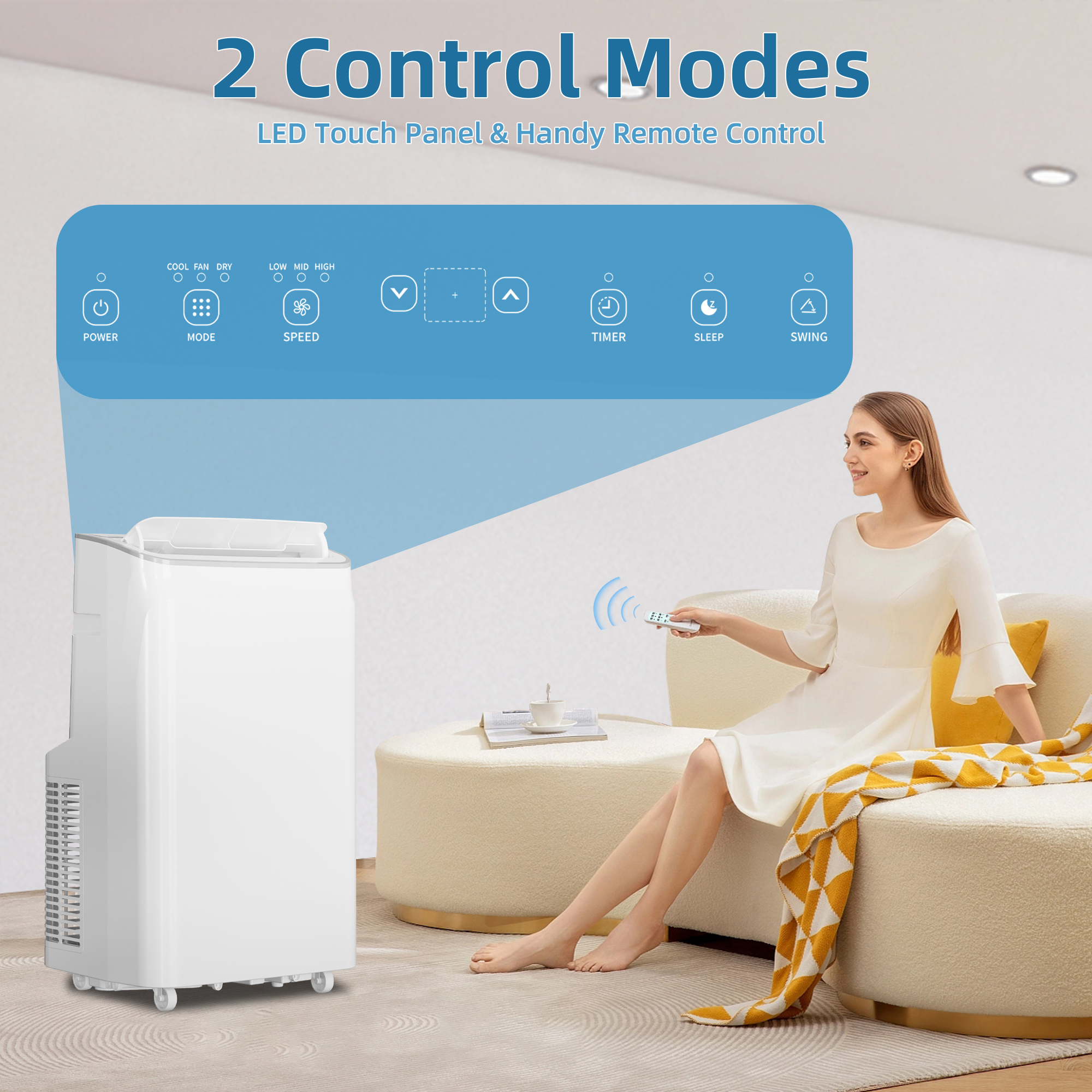 US GARVEE 12000 BTU Portable AC Unit, 3-in-1, Remote, Cools 550 Sq.ft