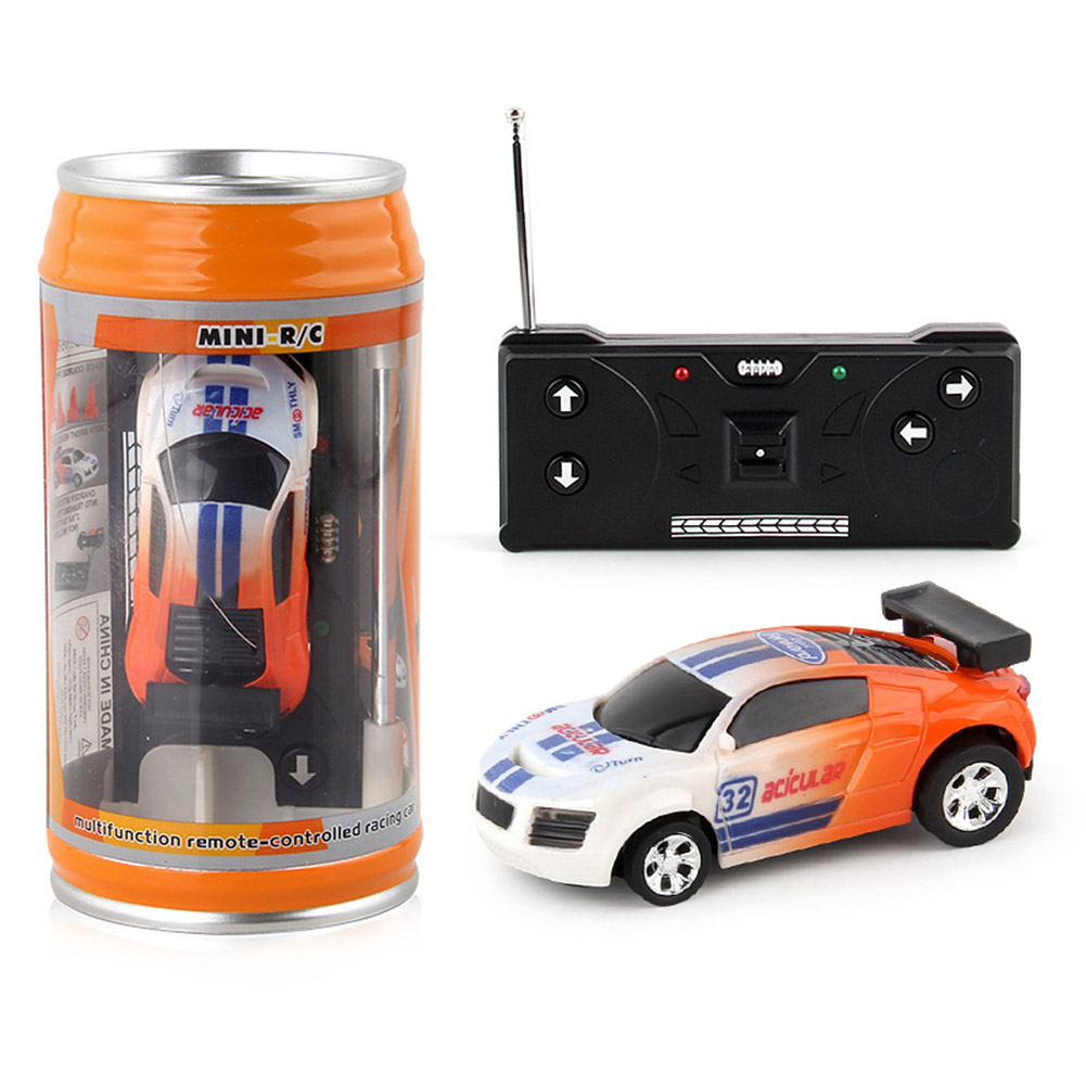 Mini Cans Remote Control Car With Light Effect Electric Racing Car Model Toys For Children Birthday Gifts orange