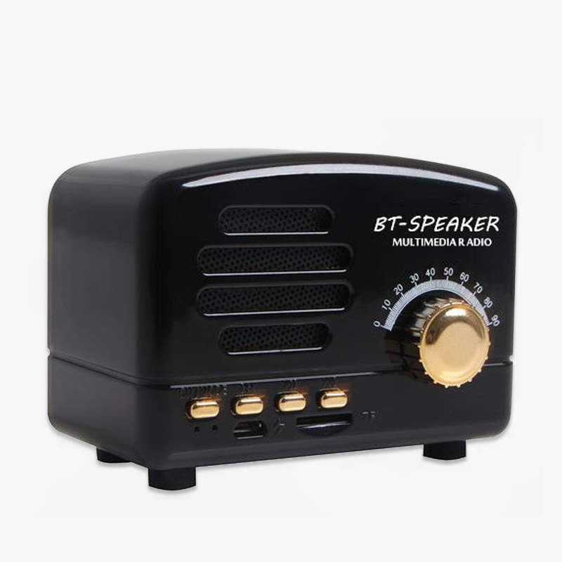 Retro Portable Mini Bluetooth Speaker Wireless Speakers Super Bass Music Loudspeakers Support TF Card FM Radio black