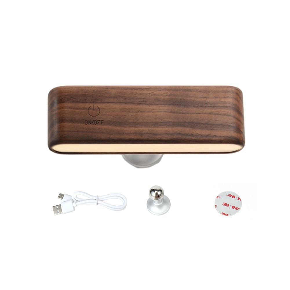LED Wall Sconce 3W Cordless Wall Mount Light For Reading Rechargeable Battery Operated USB C Port Dimmable Cordless Light Bedroom Bedside Lamp Black Walnut