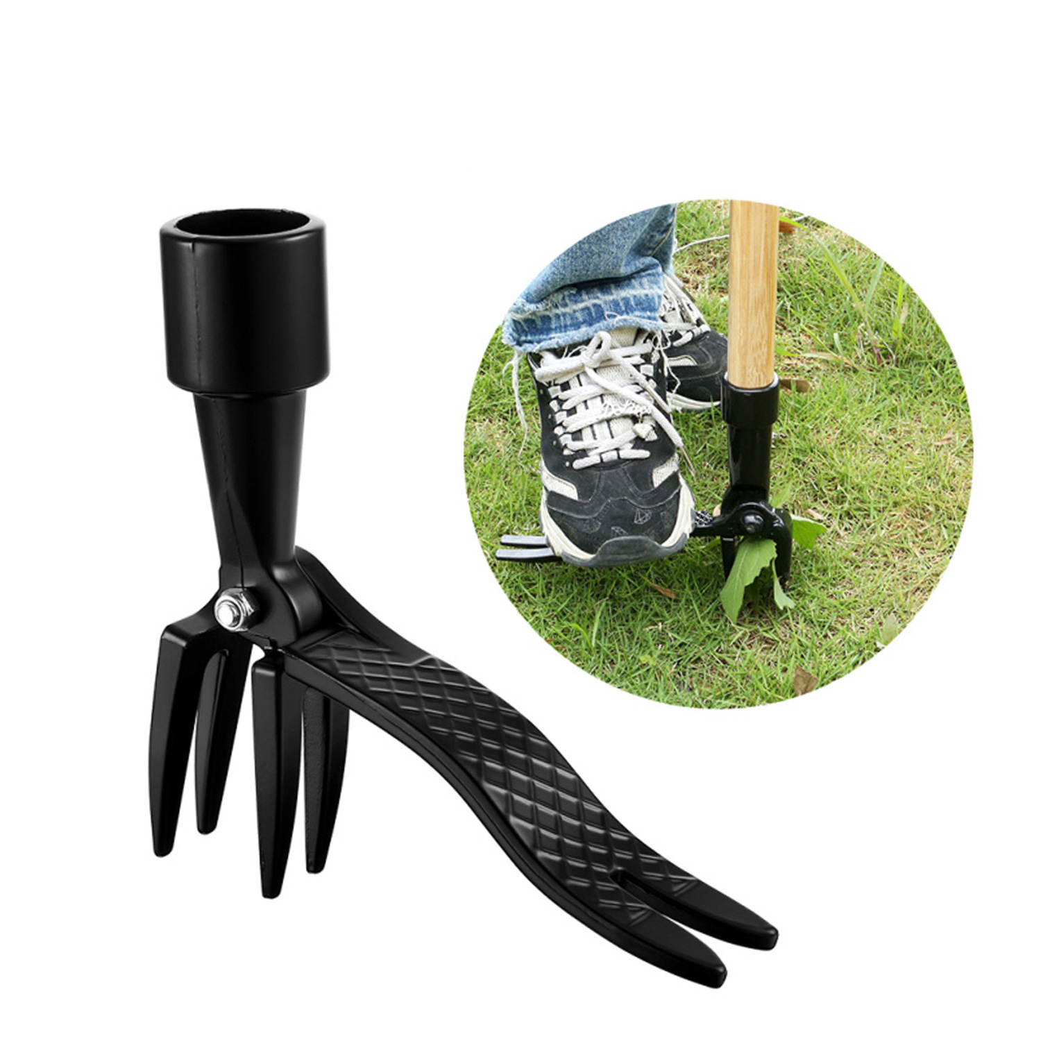 Stand Up Manual Weed Puller, Detachable Metal Weed Puller Tool, Hand Weeder Long Handle, Stand Up Heavy Duty For Weed Removal Farmland Transplantation black