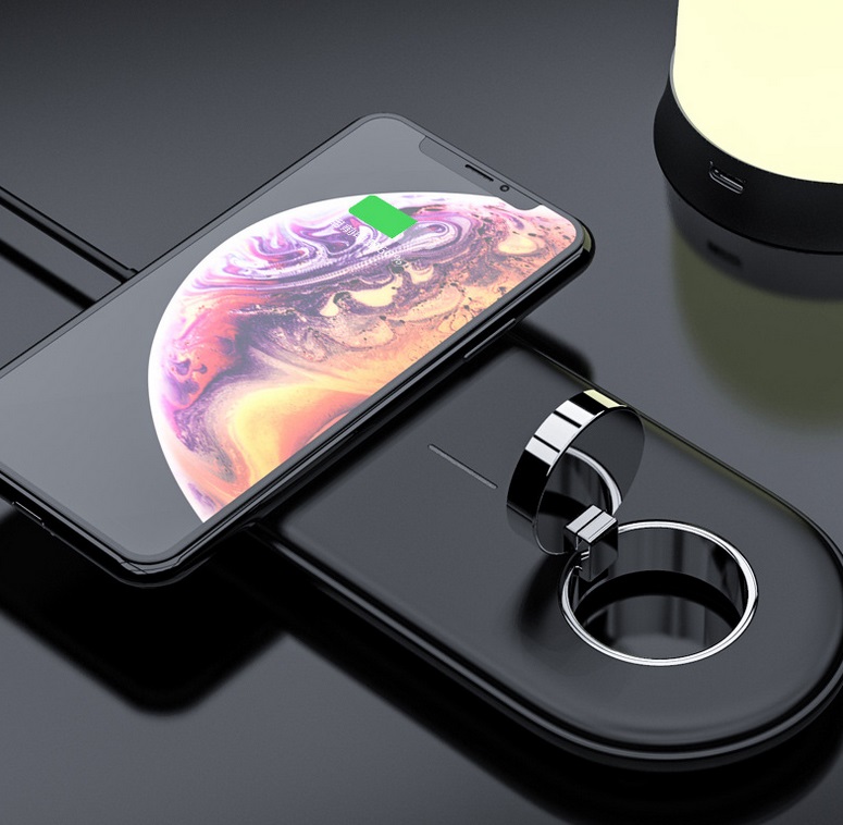 2-in-1 Wireless Charger 10W Fast Charging for Apple iWatch/iPhone/AirPods Charging Station Dock Holder  black