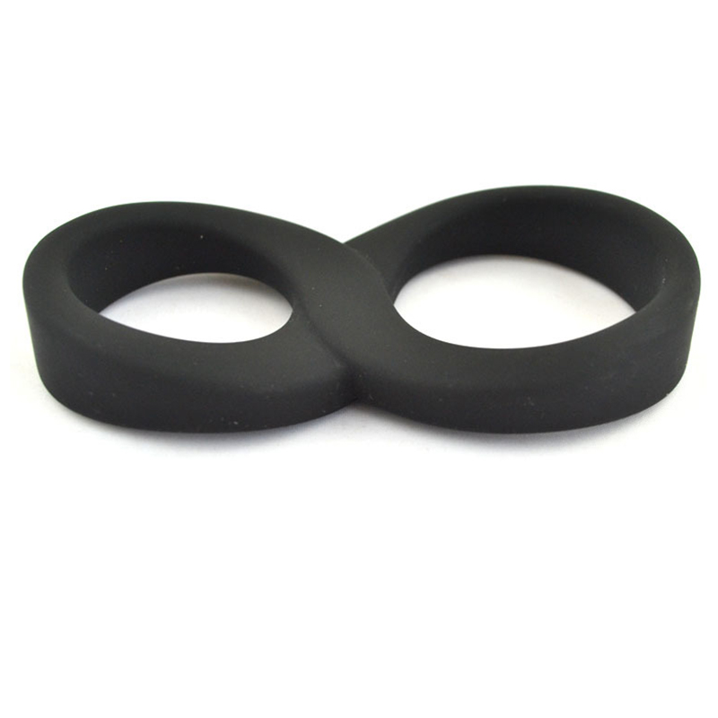 8-Shape Penis Ring Cock Balls Lock Silicone Male Enhancement Bands Delay Ejaculation Erection Aid Double Rings Couple Sex Game Foreplay Tool black