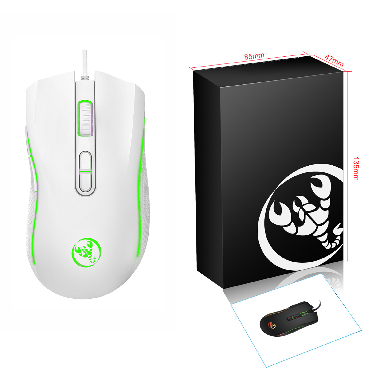 A869 Gaming Mouse With 7 Bright Colors Backlit Wired 3200DPI Mice Optical Professional Gaming Mouse For PC Laptop Desktop Notebook A869 White Colorful Luminous