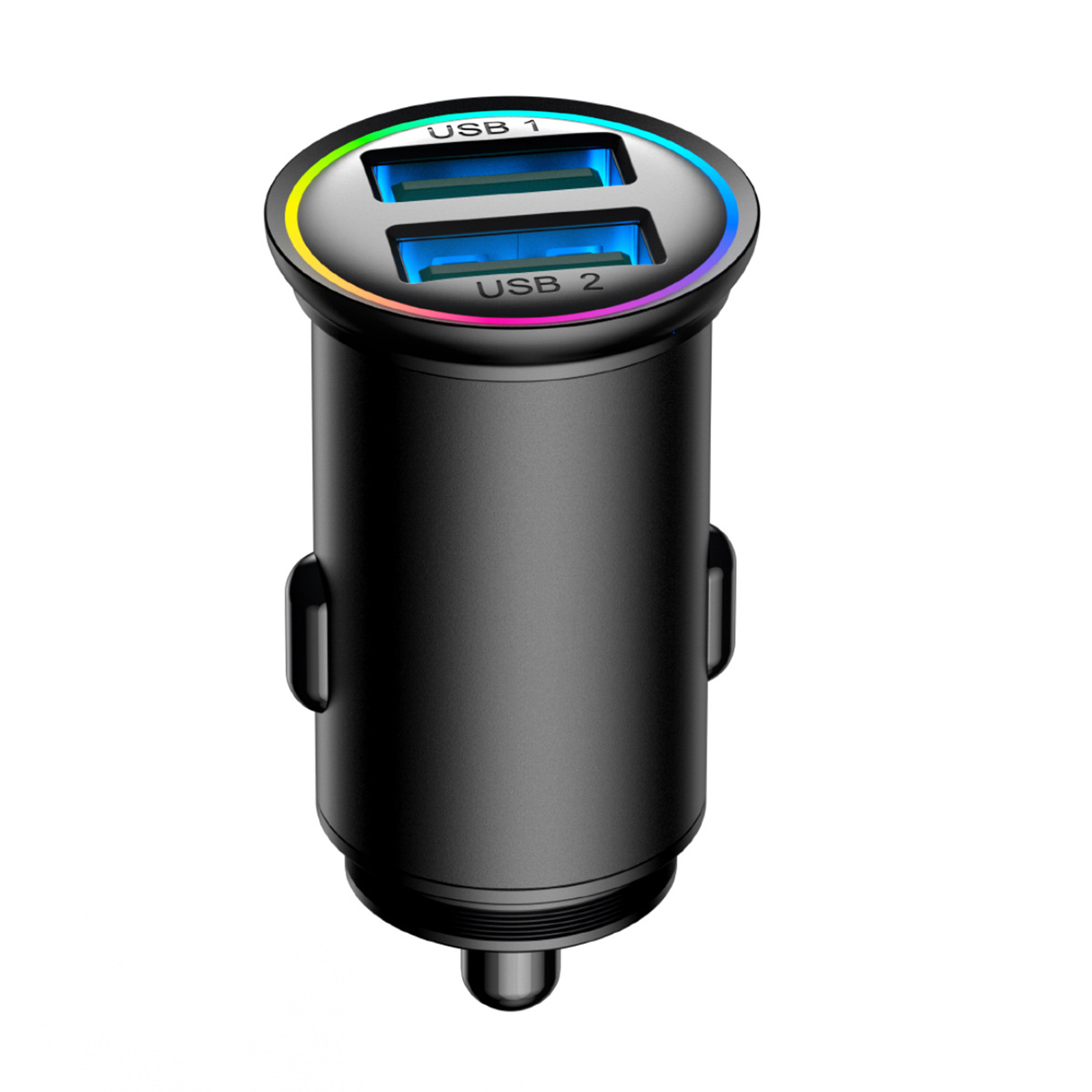 24W Car Charger Adapter Dual Ports Fast Charging QC3.0 LED Color Ambient Light Overcurrent And Overvoltage Protection Cigarette Lighter USB Charger black CCN03 24W 2USB