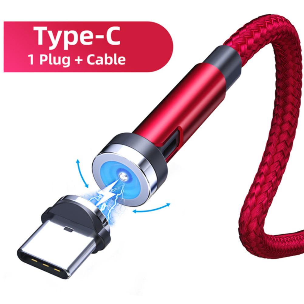 540-degree Rotate Magnetic Cable Led Indicator Light Fast Charging Cable Compatible Red type-C interface