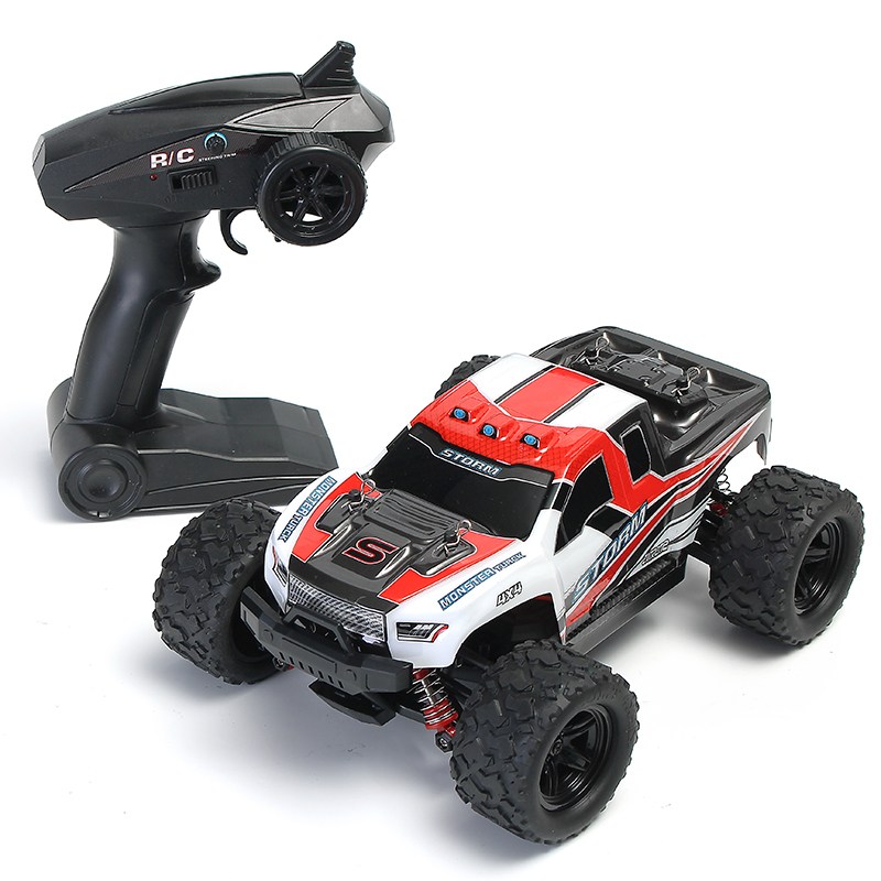 HS 18301/18302 1/18 2.4G 4WD High Speed Big Foot RC Racing Car OFF-Road Vehicle Toys red