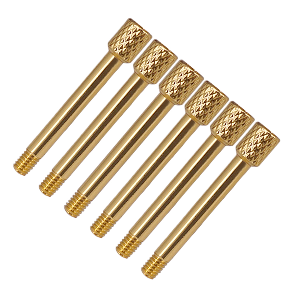 6 Pcs Brass Electric Guitar Tremolo Bridge Saddle Clamp Lock String Screw/String Through Screw/Not Need Insert Block Gold