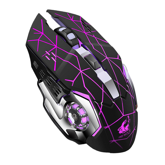 Rechargeable Wireless Silent LED Backlit Gaming Mouse USB Optical Mouse for PC black