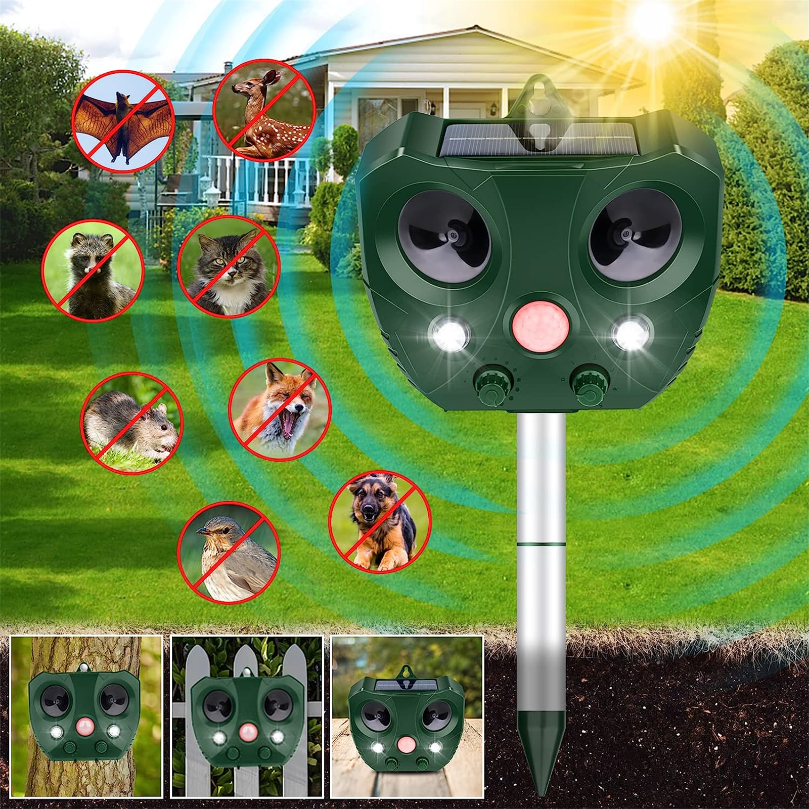 Ultrasonic Waterproof Animal Repellent 13.5 Khz -45.5 Khz Cat Dog Deterrent
