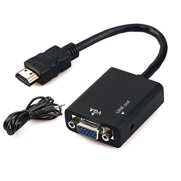 3 In1 HDMI Male to VGA Adapter Convertor Cable + Micro HDMI to HDMI + Mini HDMI to HDMI with Audio Output  Black