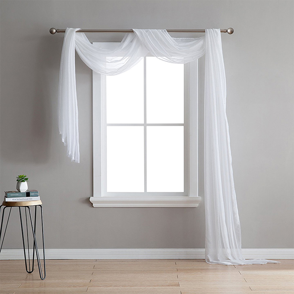Image of 150CMX550CM(60 X 216") Elegant Luxury White Curtain Sheer Window Voile Scarf Decoration White 1PC