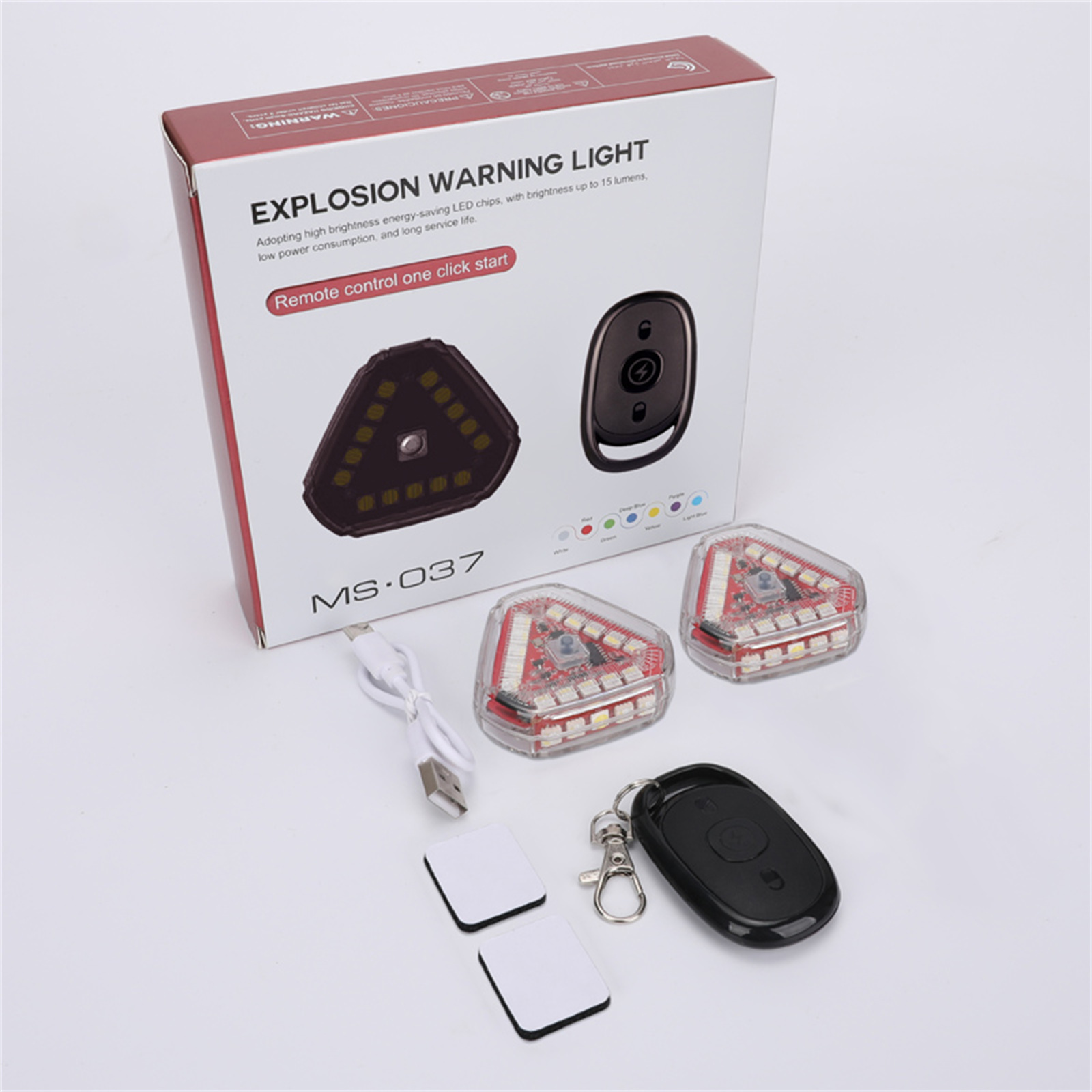 Emergency Strobe Lights Flashing Lights With 7 Lighting Modes Wireless Remote Control USB Charging Cable Waterproof Led Strobe Light For Car Riding Double lamp version