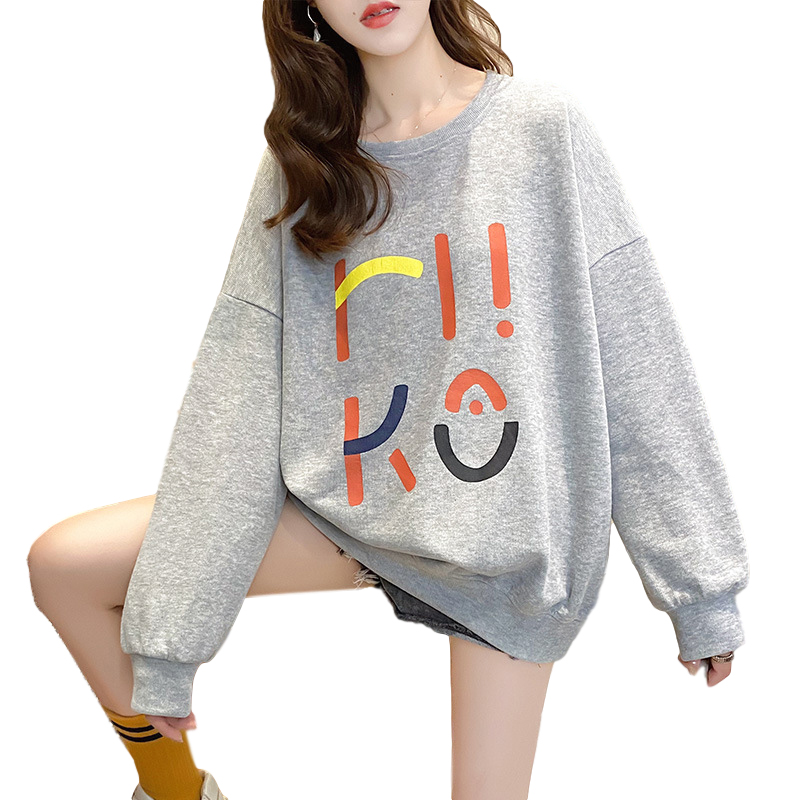 Women's Hoodie Spring and Autumn Thin Loose Pullover Long-sleeve  Hooded Sweater Gray _XXL