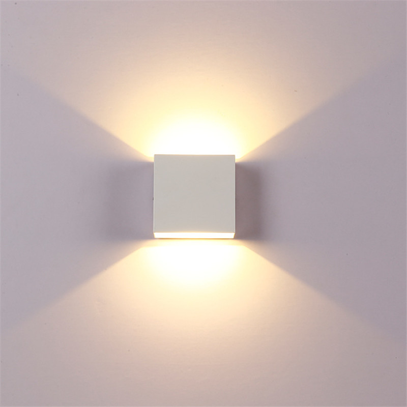 Adjustable 6W LED Wall Lamp AC85-265V COB Waterproof Aluminum Cube Outdoor Porch Wall Light  warm light