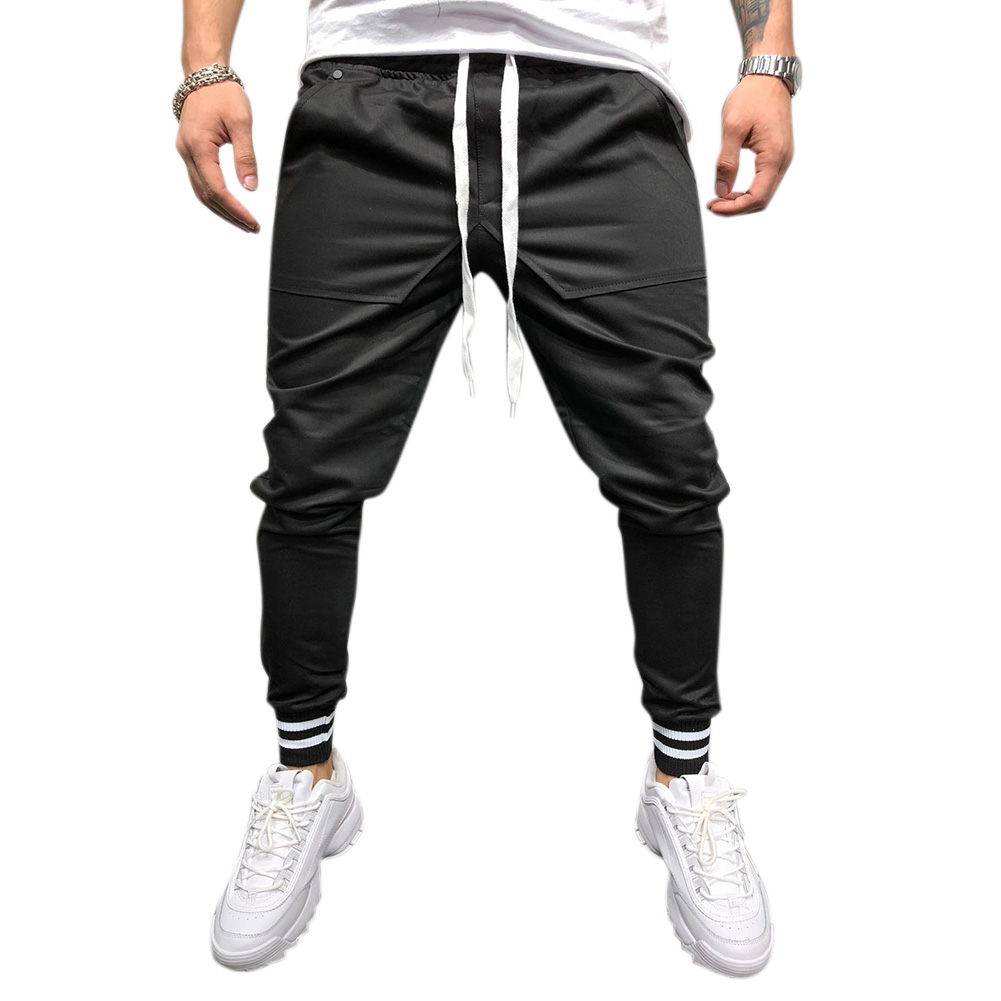 Men Jogger Pants Urban Hip Hop Casual Trousers Pants Fitness Sports Slacks  black_M