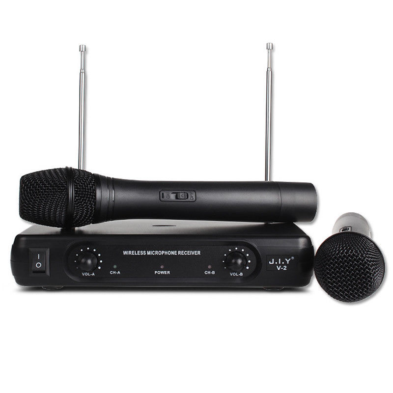 Professional Wireless Microphone System Karaoke Dual Handheld Dynamic Microphones Mic for Home Party KTV black_EU plug
