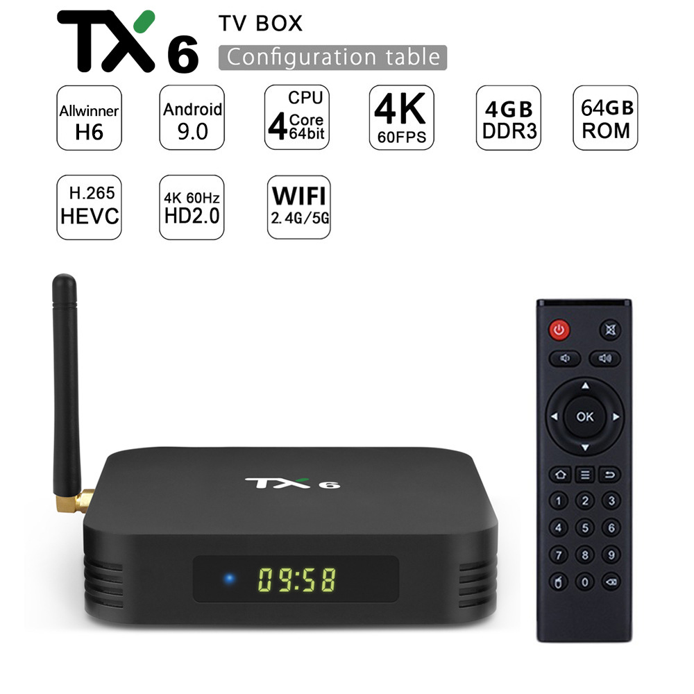 Wholesale Tx6 Android 9 0 Tv Box Allwinner H6 Quad Core 2 4g 5g Dual Wifi Bt 4 1 Set Top Box 4k Hd H 265 Media Player 4g 64gb Uk Plug From China