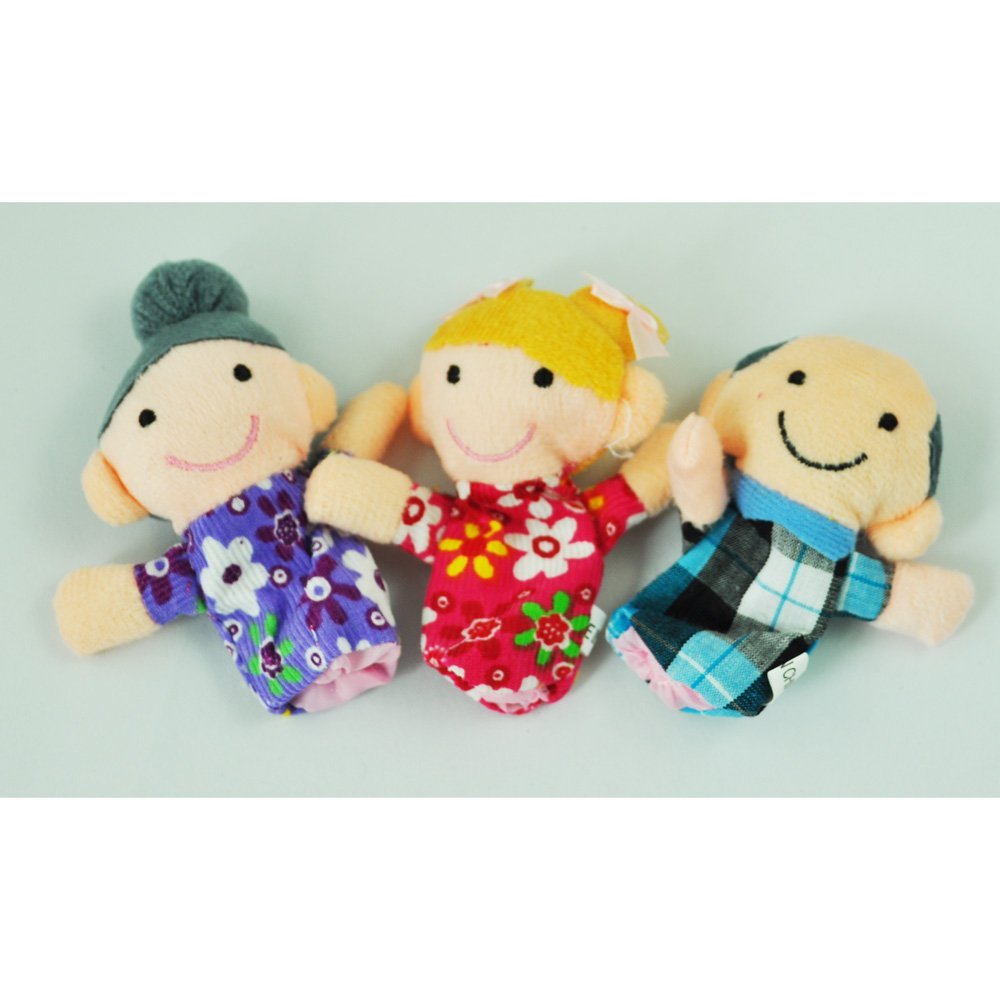 ID 6 x Finger Puppets. Happy Family Member Figure Puppet Set. Toddlers and Preschoolers` Favorite