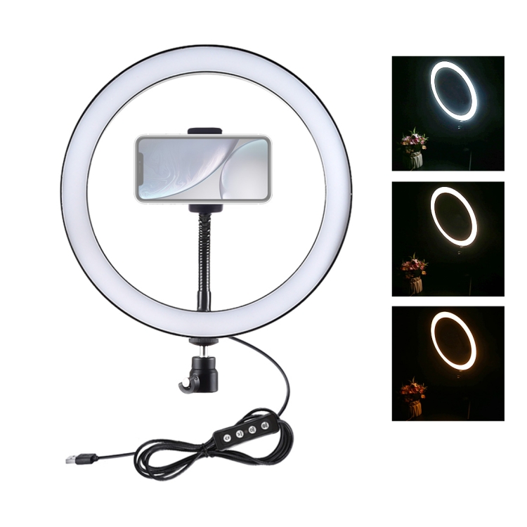 USB 3 Modes Dimmable Led Ring Vlogging Photography Video Lights with Tripod Ball Head 9 inch ring light (PU407)