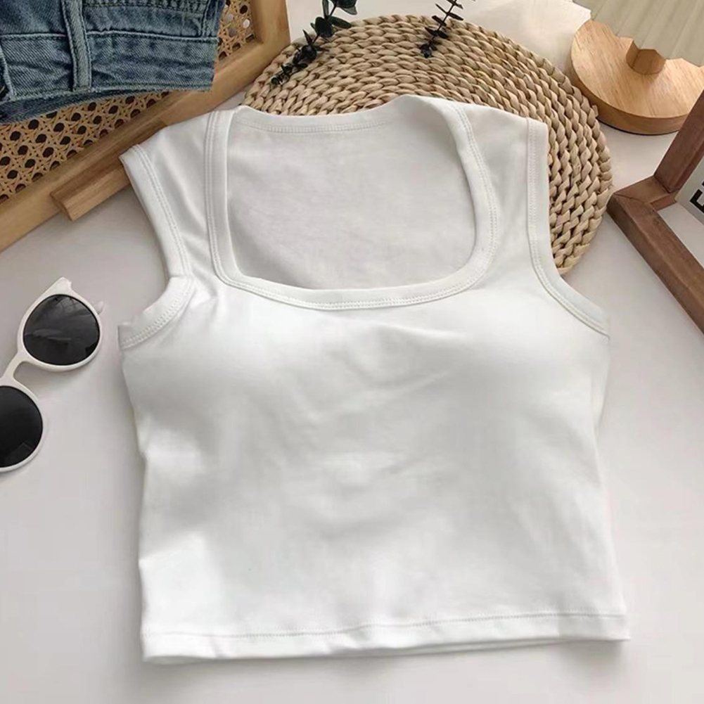 Women Crop Tank Tops Sexy Sleeveless Racerback Solid Color Underwear Breathable Bottoming Sports Tops White One size