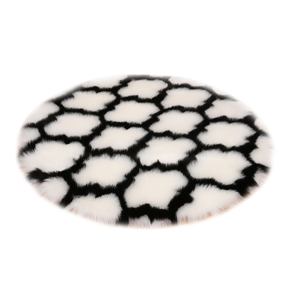 Fuzzy Rug Area  Rug Round Floor Mat Carpet For Bedroom Living Room Home Decor White lantern with black edge_80cm in diameter