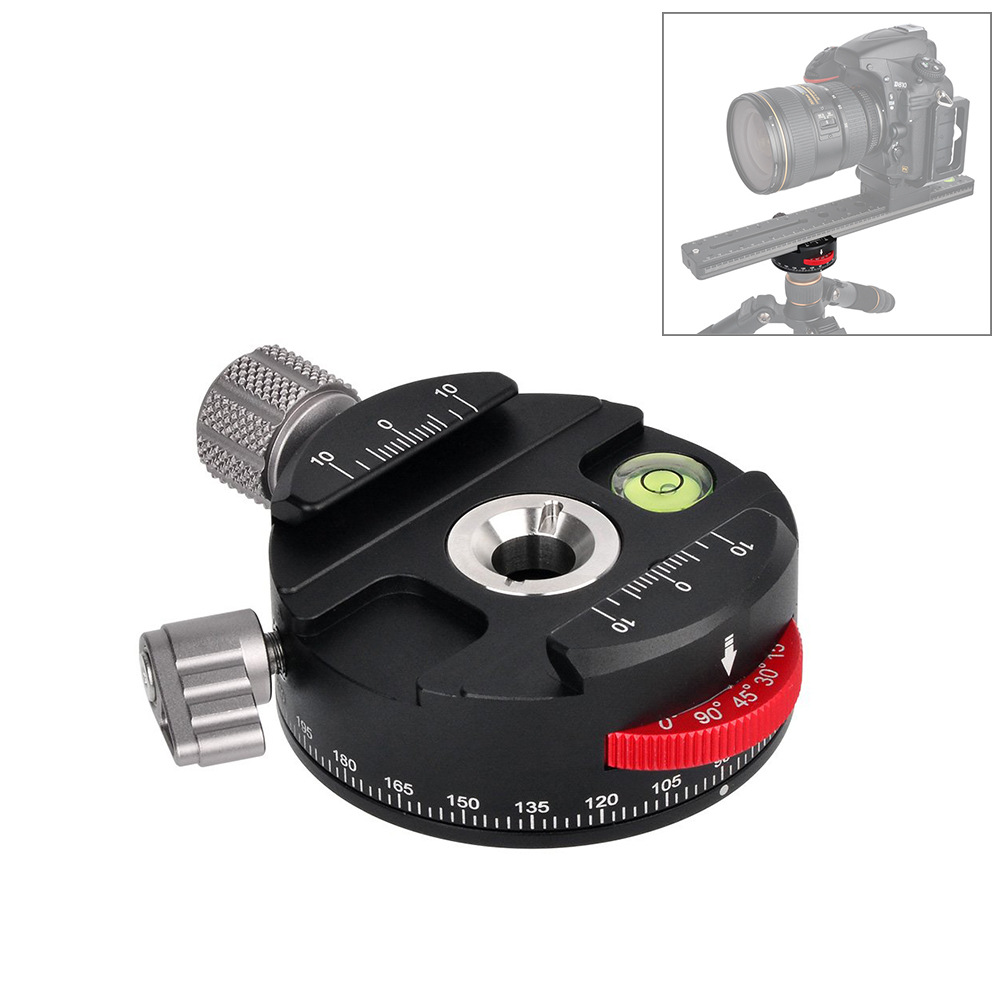 Aluminum Alloy Coaxial Indexing Clamp Scale Fluid 360 Degree Panorama Base Mount Tripod Head black