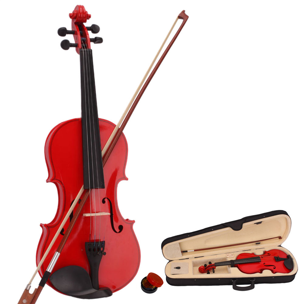 US 4/4 Acoustic Violin with Box Bow Rosin Natural Violin Musical Instruments