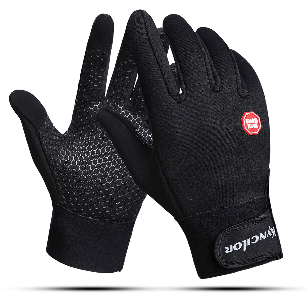 Windproof Sports Gloves Touch Screen Gloves Hook and Loop Fasteners Climbing Cycling black_XL
