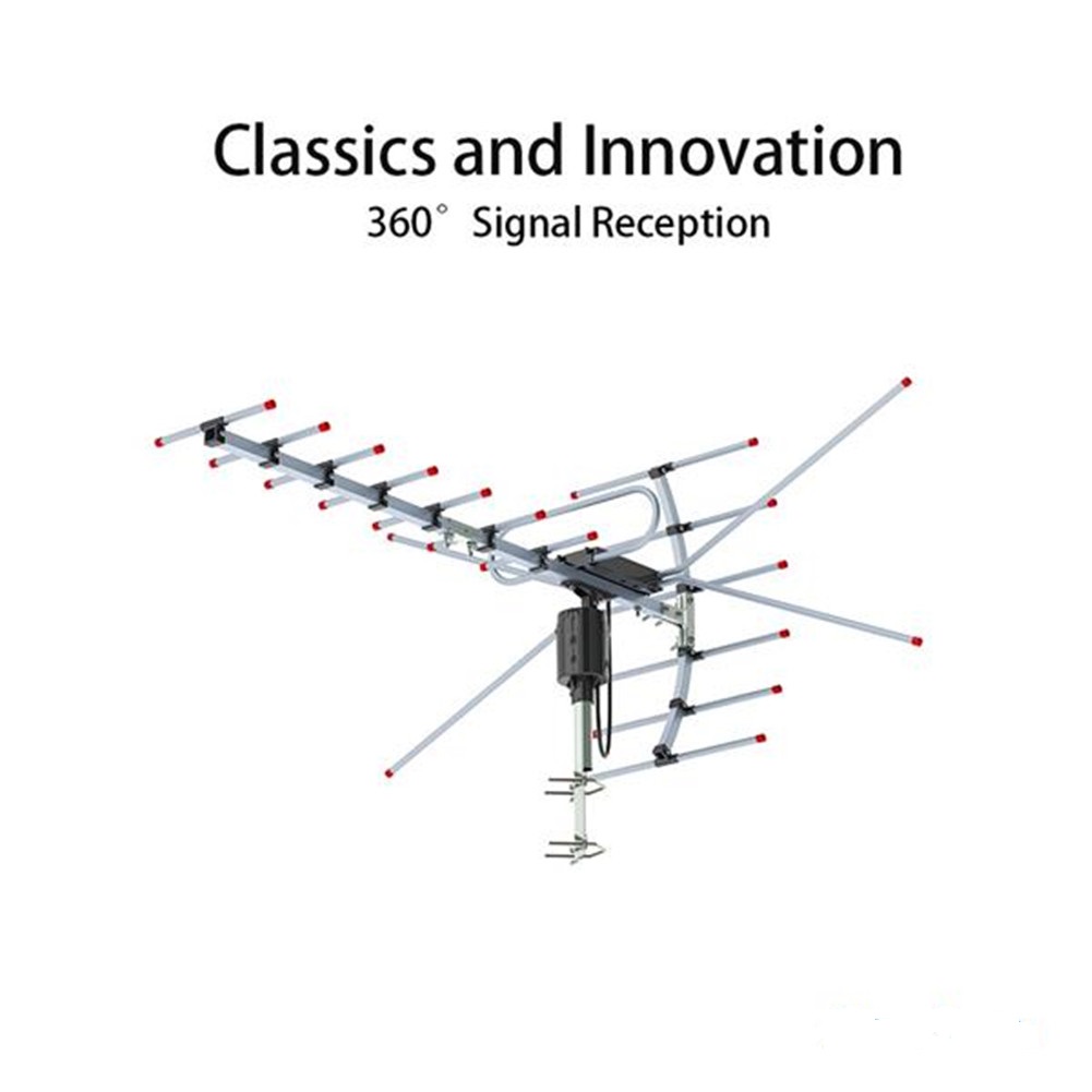 US Original LEADZM Ta-001 360-degree Rotating Uv Dual-stage 45-230mhz/470-860mhz 15-22db Outdoor Antenna Black 8 Meter Wire U.S. regulations