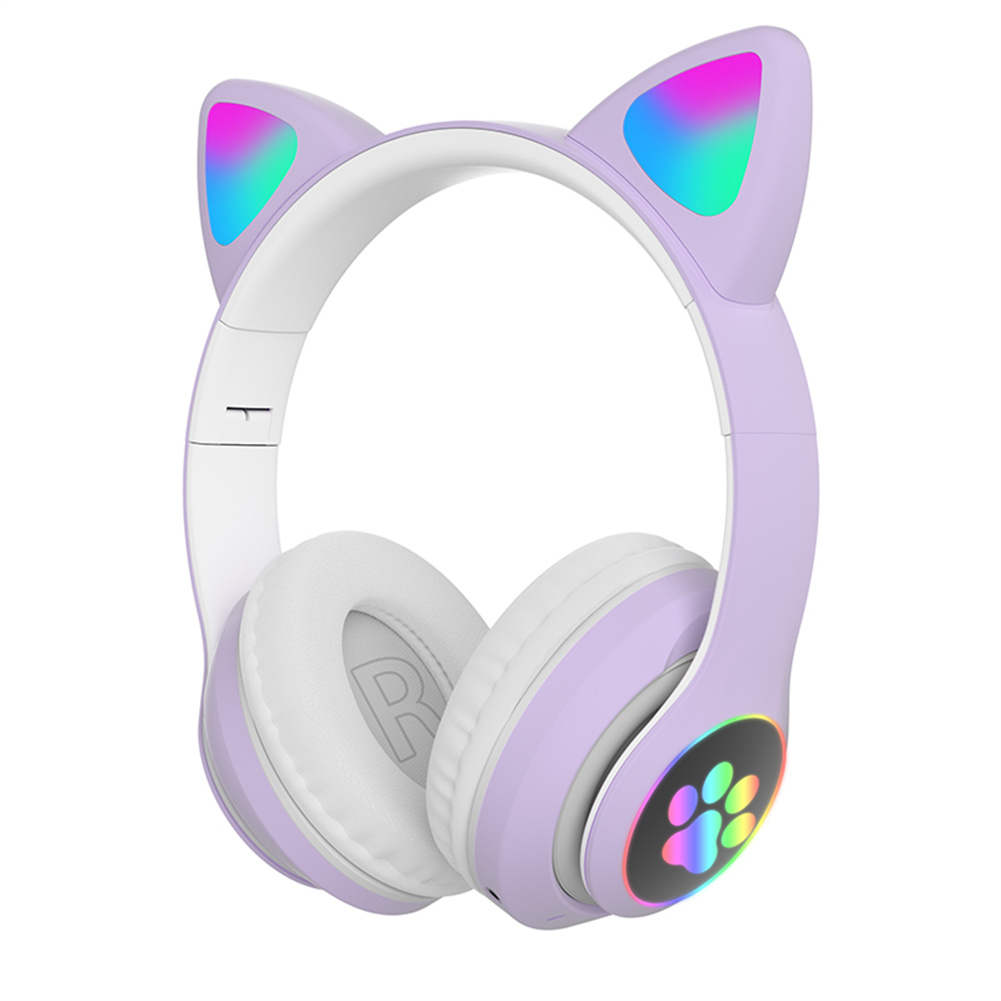 Cute Cat Ears Wireless Headphones with Mic Stereo Music Gaming Bluetooth Headset