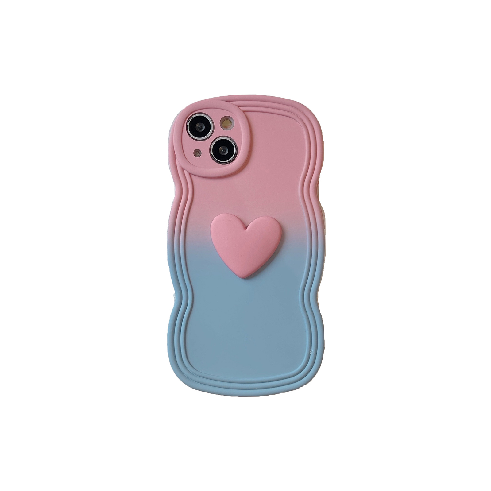 3D Love Heart Gradient Ramp Wave Edge Smart Phone Case Shockproof Protective Cover