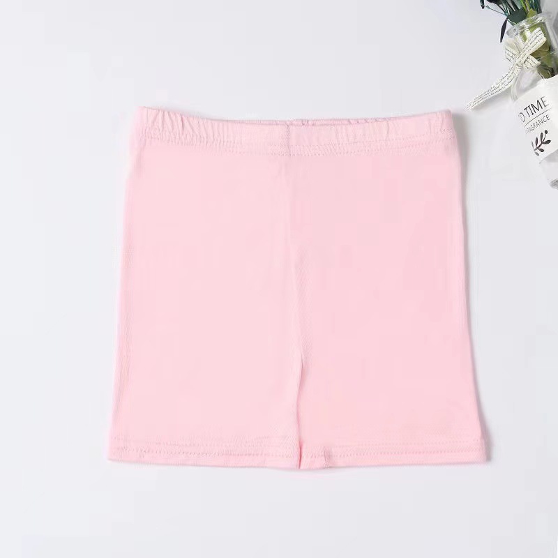 Summer Girls Shorts Summer Solid Color Modal Breathable Bottoming Safety Pants For 2-12 Years Old Children pink 11-12Y 160