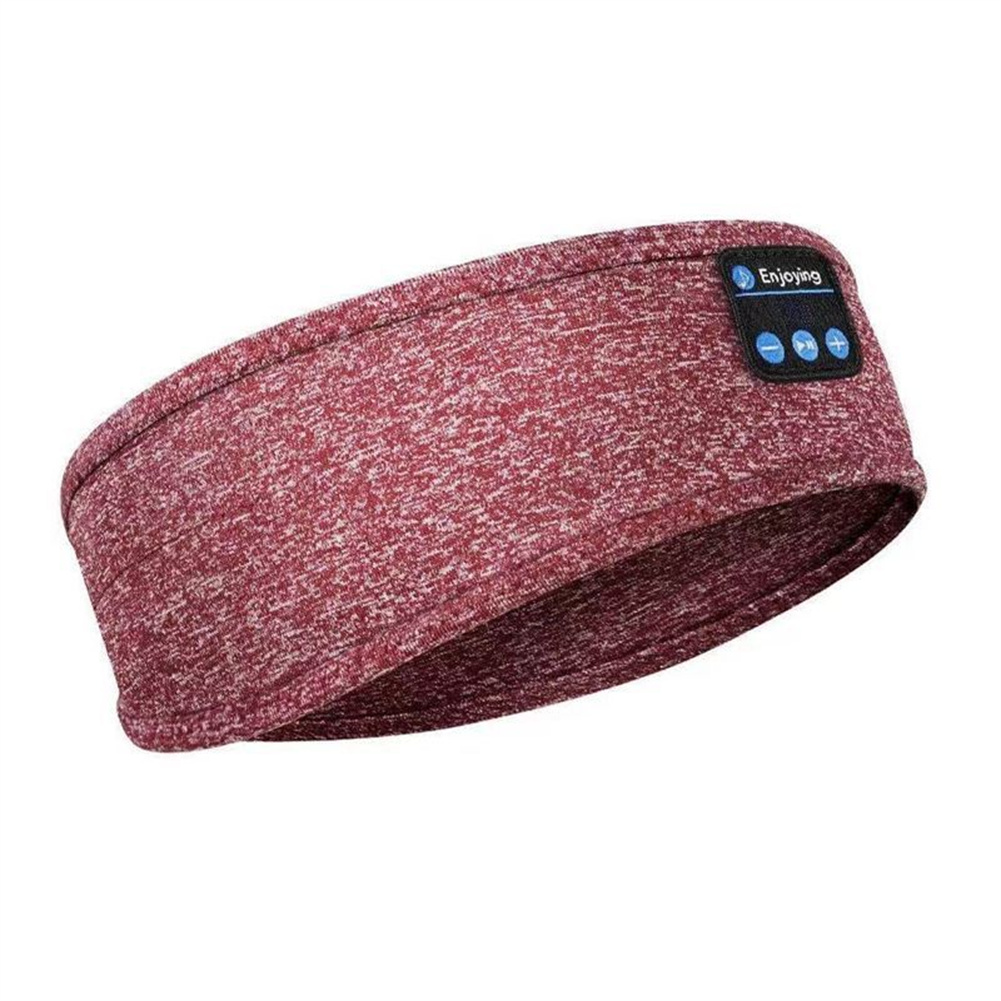 Sleep Eye Mask Headphones Wireless Bluetooth-compatible Music Sports Call Headset Breathable Yoga Headband Red